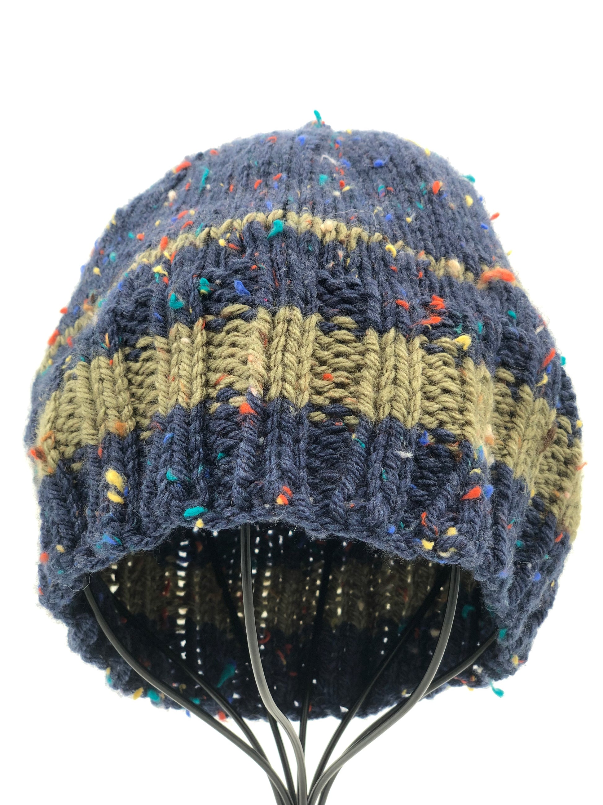 Navy Blue Tweed Beanie - Front View