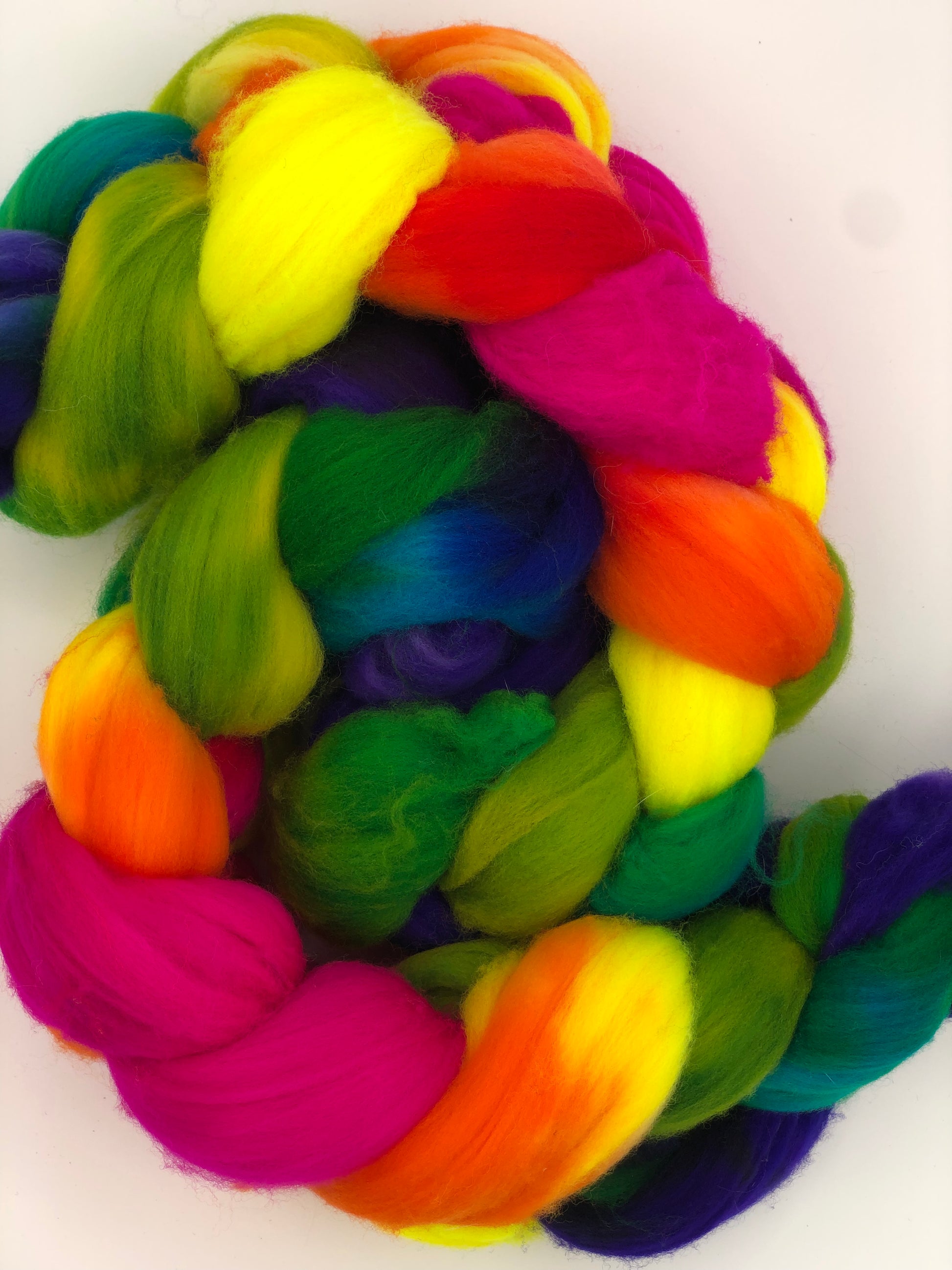 Neon Rainbow Fiber Wool - 2 Circle Braids